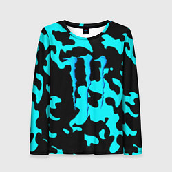 Лонгслив женский Monster energy камуфляж голубой, цвет: 3D-принт