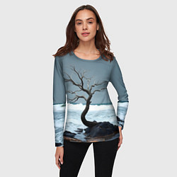 Лонгслив женский Дерево и море, цвет: 3D-принт — фото 2