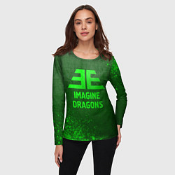 Лонгслив женский Imagine Dragons - green gradient, цвет: 3D-принт — фото 2