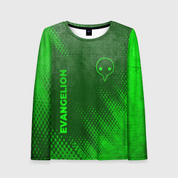 Женский лонгслив Evangelion - green gradient вертикально