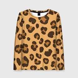 Лонгслив женский Коричневые пятна леопарда, цвет: 3D-принт