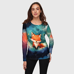 Лонгслив женский Лисенок на облаках, цвет: 3D-принт — фото 2