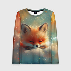 Лонгслив женский Лисенок спит на облаке, цвет: 3D-принт