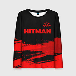Лонгслив женский Hitman - red gradient посередине, цвет: 3D-принт