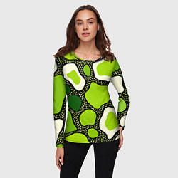 Лонгслив женский Зеленая абстракция с кругами, цвет: 3D-принт — фото 2