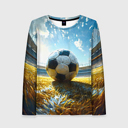 Лонгслив женский Футбольный мяч на стадионе, цвет: 3D-принт