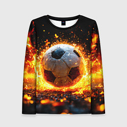 Лонгслив женский Футбольный мяч в огне, цвет: 3D-принт