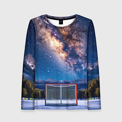 Лонгслив женский Хоккейные ворота в ночи, цвет: 3D-принт
