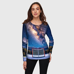 Лонгслив женский Хоккейные ворота в ночи, цвет: 3D-принт — фото 2