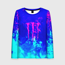 Лонгслив женский Monster energy дым неоновый, цвет: 3D-принт