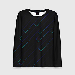 Лонгслив женский Color blue black, цвет: 3D-принт