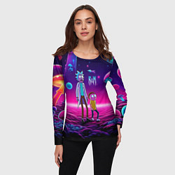 Лонгслив женский Морти и Рик на планете неоновых сказочных грибов, цвет: 3D-принт — фото 2
