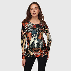 Лонгслив женский Nirvana Kurt Cobain на фоне гитар, цвет: 3D-принт — фото 2