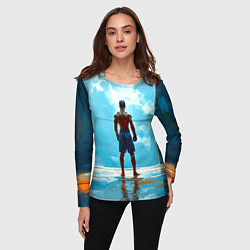 Лонгслив женский Кикбоксер в синем, цвет: 3D-принт — фото 2