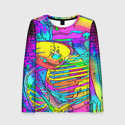 Женский лонгслив Черепа неоновые краски