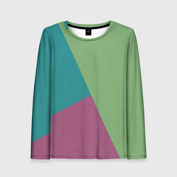 Женский лонгслив Сине-зелёно-розовый тёмный трёхцветный