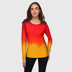 Лонгслив женский Абстракция с красным и желтым, цвет: 3D-принт — фото 2