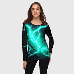 Лонгслив женский Color light blue black, цвет: 3D-принт — фото 2