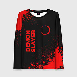 Лонгслив женский Demon Slayer - red gradient вертикально, цвет: 3D-принт
