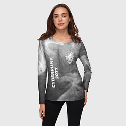 Лонгслив женский Cyberpunk 2077 - grey gradient вертикально, цвет: 3D-принт — фото 2
