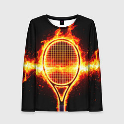 Лонгслив женский Теннисная ракетка в огне, цвет: 3D-принт