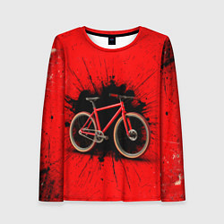 Женский лонгслив Трековый велосипед на красном