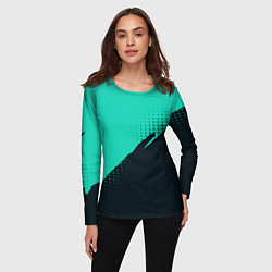 Лонгслив женский Color black light blue, цвет: 3D-принт — фото 2