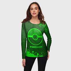 Лонгслив женский Pokemon - green gradient, цвет: 3D-принт — фото 2