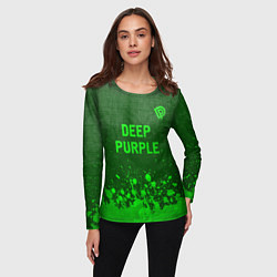 Лонгслив женский Deep Purple - green gradient посередине, цвет: 3D-принт — фото 2