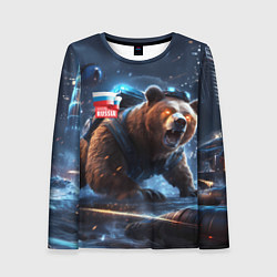 Лонгслив женский Русский медведь кибер-война, цвет: 3D-принт