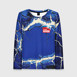 Лонгслив женский Russia blue abstract, цвет: 3D-принт