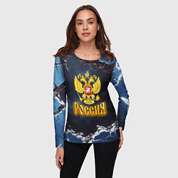 Лонгслив женский Герб России в объемной стене, цвет: 3D-принт — фото 2
