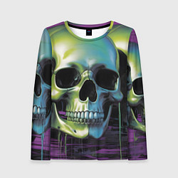 Женский лонгслив Черепа отливающие неоном