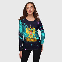 Лонгслив женский Россия - березовая абстракция, цвет: 3D-принт — фото 2