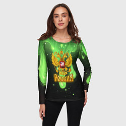Лонгслив женский Герб России - неоновый фон, цвет: 3D-принт — фото 2