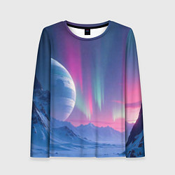 Лонгслив женский Неоновый космос северного сияния, цвет: 3D-принт