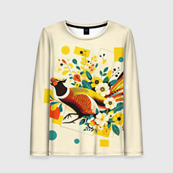 Женский лонгслив Абстракция фазан