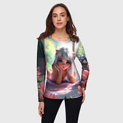 Лонгслив женский Милая блондинка лежа, цвет: 3D-принт — фото 2