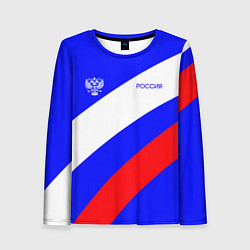 Женский лонгслив Россия с гербом и цветами флага