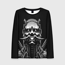 Лонгслив женский Киборг ниндзя в маске демона, цвет: 3D-принт
