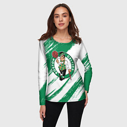 Лонгслив женский Boston Celtics white and green, цвет: 3D-принт — фото 2