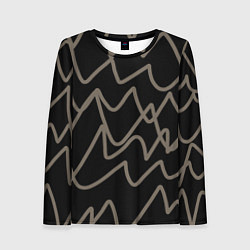 Лонгслив женский Кривые рукописные линии чёрно-коричневый, цвет: 3D-принт