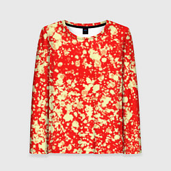 Лонгслив женский Пятнистый красно-жёлтый, цвет: 3D-принт