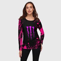 Лонгслив женский Monster energy неоновые краски лого, цвет: 3D-принт — фото 2