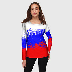 Лонгслив женский Патриот - флаг, цвет: 3D-принт — фото 2