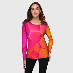 Лонгслив женский Розово-оранжевые плиты, цвет: 3D-принт — фото 2