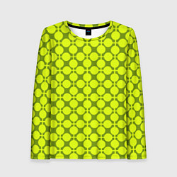 Женский лонгслив Желто зеленый неоновый узор ретро в горох