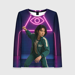 Лонгслив женский Игрок 067 замахивается - Игра в кальмара, цвет: 3D-принт