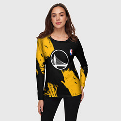 Лонгслив женский Голден Стэйт Уорриорз - брызги желтой краски, цвет: 3D-принт — фото 2