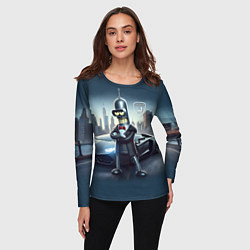 Лонгслив женский Крутой Бендер рядом с Ламборджини, цвет: 3D-принт — фото 2